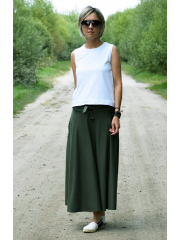 KLAUDIA - 100% COTTON SKIRT FROM THE WHEEL 7/8 - khaki