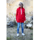 KAPO - Strickpullover mit Kapuze und Taschen / Haube - rot