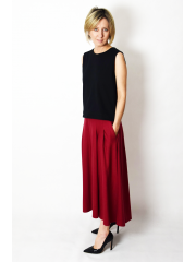 ROMA - long cotton skirt with high waist - burgundy color