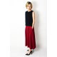 ROMA - long cotton skirt with high waist - burgundy color