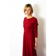 MISS - long cotton dress with long sleeves - burgundy