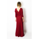 MISS - długa bawełniana sukienka - BORDOWA