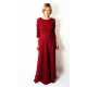 MISS - long cotton dress with long sleeves - burgundy