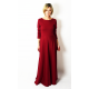 MISS - langes Baumwollkleid mit langen Ärmeln - Burgunder