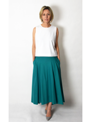 ROMA - long cotton skirt with high waist - turquoise