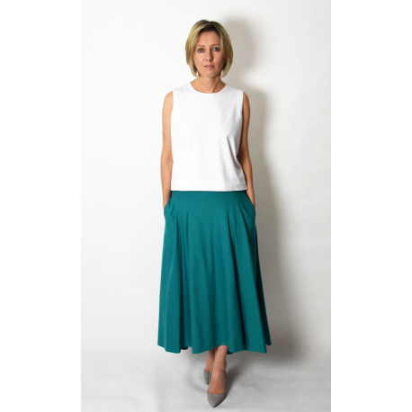ROMA - long cotton skirt with high waist - khaki