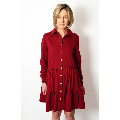 TIFFA - mini dress with frills - burgundy