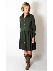 TIFFA - mini cotton dress with frills - khaki