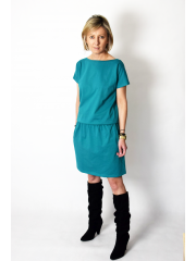 SPALLA - mini cotton dress - turquoise