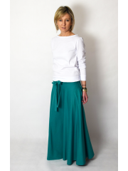 DRESCODE - long, cotton skirt with a bow or knit - turquoise