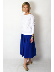 KARI - Cotton midi skirt handmade - cobalt