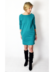 CARRIE - Cotton mini dress - tunic - turquoise color