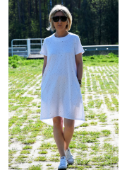 TESSA - A-shaped dress with short sleeves - colored dots