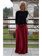 DRESCODE - long, cotton skirt with a bow or knit - Burgundy color