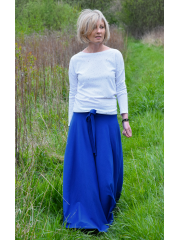 DRESCODE - long, cotton skirt with a bow or knit - cobalt color