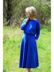 ADELA - Midi Ausgestelltes Kleid gestrickt - Kobaltfarbe