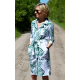 SIMONE - cotton dress with belt fastened with buttons - monstera