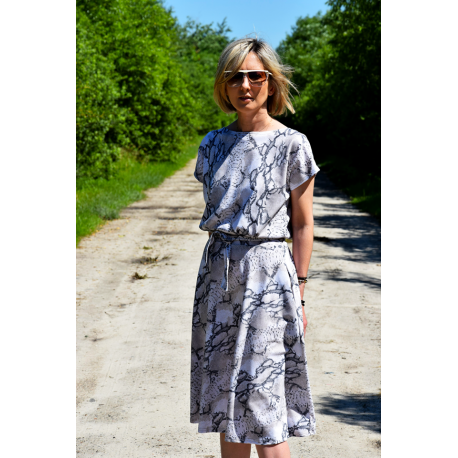 LUCY - Midi cotton dress - navy blue polka dots