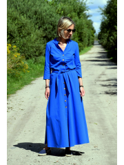 KARLA - dress with stand-up collar - cobalt