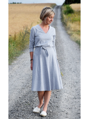 JENNIFER - V-Ausschnitt Baumwolle Midi-Kleid