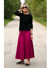 DRESCODE - long, cotton skirt with a bow or knit - CLARET