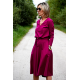 JENNIFER - V-Ausschnitt Baumwolle Midi-Kleid - Fuchsia