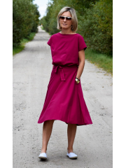 LUCY - Midikleid aus Baumwolle - Fuchsia