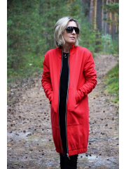 JACOB - long sweatshirt with a stand-up collar - red