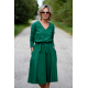JENNIFER - V-Ausschnitt Baumwolle Midi-Kleid - Grün