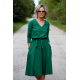 JENNIFER - V-neck cotton midi dress - green