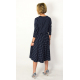 JENNIFER - V-neck cotton midi dress - navy blue in polka dots