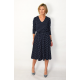 JENNIFER - V-neck cotton midi dress - navy blue in polka dots