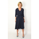 JENNIFER - V-neck cotton midi dress - navy blue in polka dots