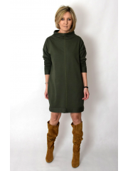 NEMO - Cotton dress with stand-up collar - khaki