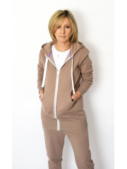 CHLOE - aufgeknöpfter Frauen Hoodie - mokka