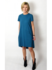 TESSA - A-shaped dress with short sleeves - denim