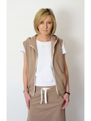 TIMI - sweatshirt vest with a hood - mocha