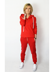 BOYFRIEND - women's sweatpants with buttons - red