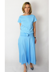 KLAUDIA - 100% COTTON SKIRT FROM THE WHEEL 7/8 - light blue color