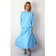 NADIA - Baumwolle Midi-Kleid mit elastischem Bund- hellblaue farbe