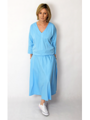 NADIA - cotton midi dress with an elastic waistband