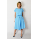 LUCY - Midi cotton dress - navy blue polka dots