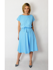 LUCY - Midi cotton dress - light blue color