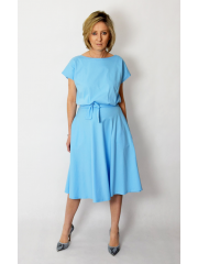 LUCY - Midikleid aus Baumwolle - hellblaue farbe