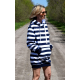 TURBO - LONG HOODIE - white and navy blue stripes