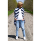 HANNAH - cotton sweatshirt with locks for women - white and navy blue stripes