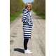 JASPER - long hoodie with pockets - white and navy blue stripes