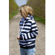 LOVE - sweatshirt with a hood - white and navy blue stripes