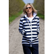 CHLOE - women's zip-up hoodie - white and navy blue stripes