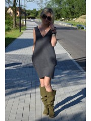 MIRANDA - Knit dress with v-neckline / 100% cotton